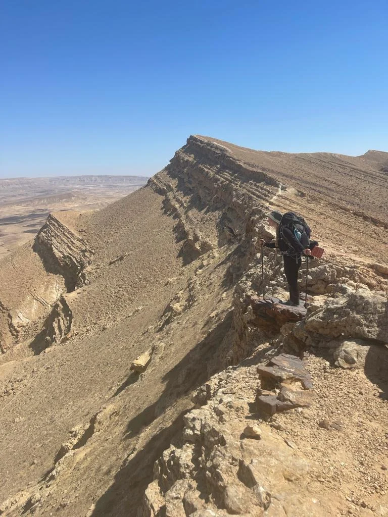 Hagar hiking the Israel National Trail with her backpack