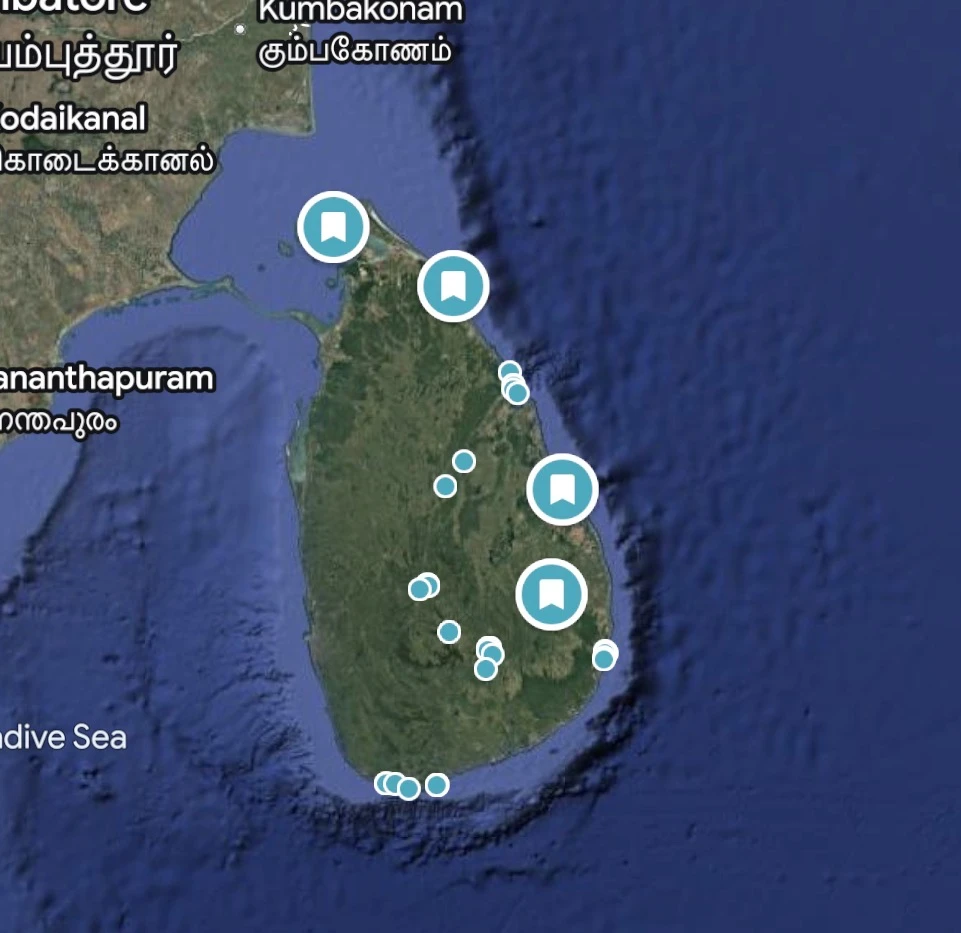 Hagar’s saved places in Sri Lanka on a map